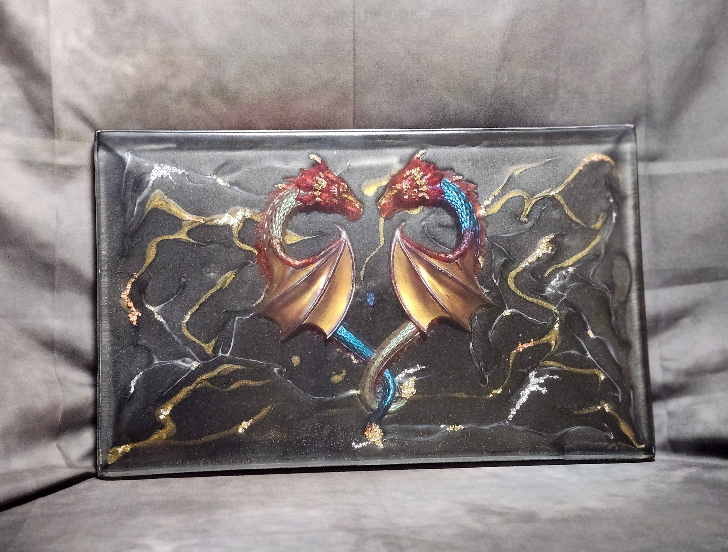 Chromatic Apex Dragons, MTG playmat, fantasy tabletop board, and wall art