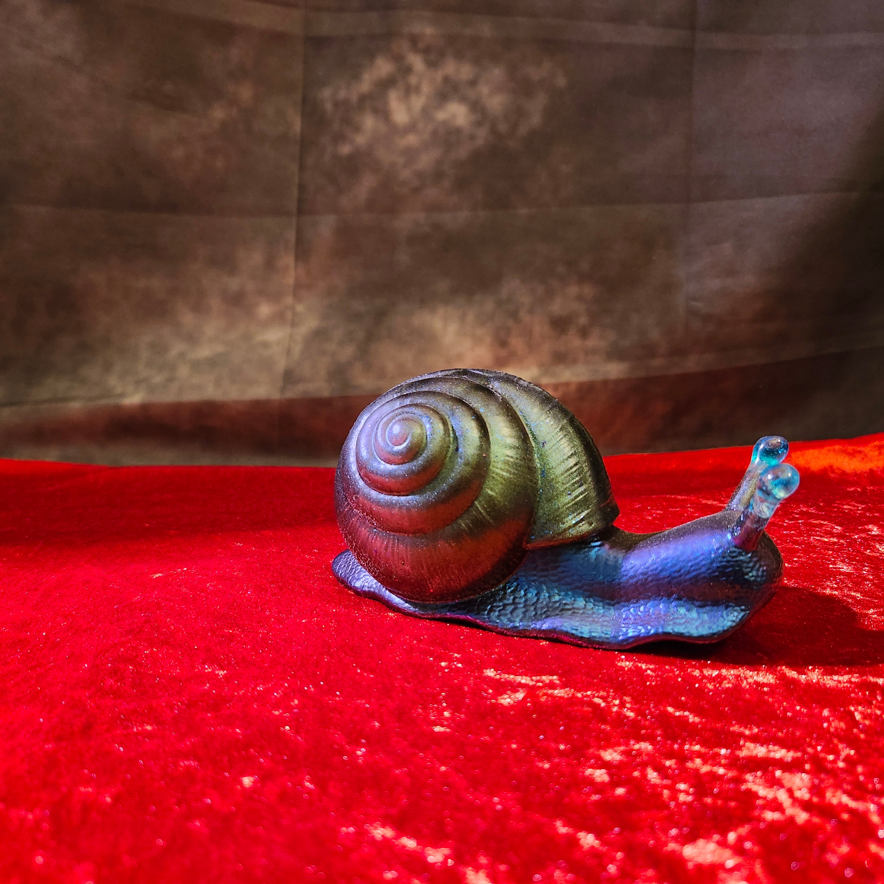 The Enchanted Grove — Metallic 3D Resin Fantasy Snail Sculpture