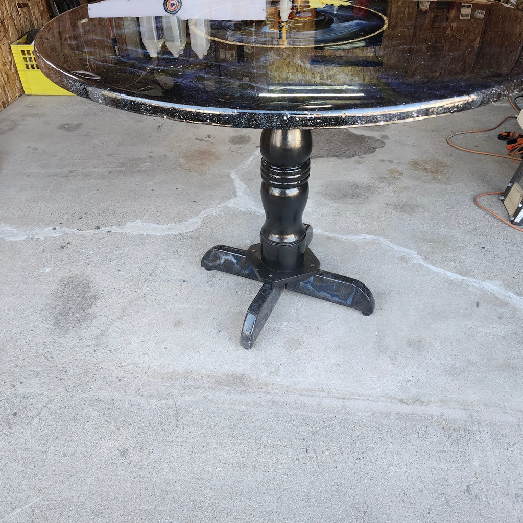 Galactic Dragon Hand-Crafted Cosmic Epoxy Pedestal Table