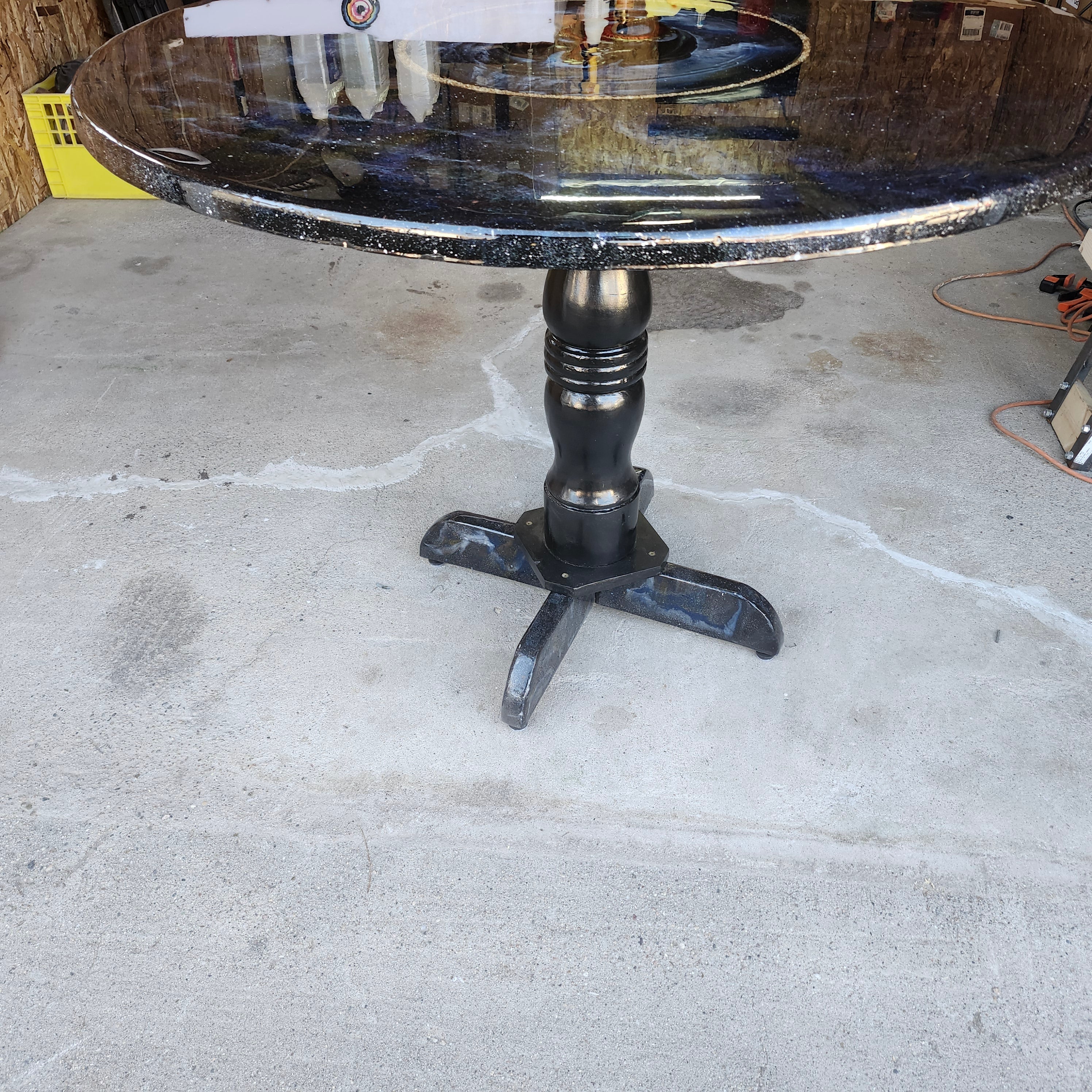 Galactic Dragon Hand-Crafted Cosmic Epoxy Pedestal Table