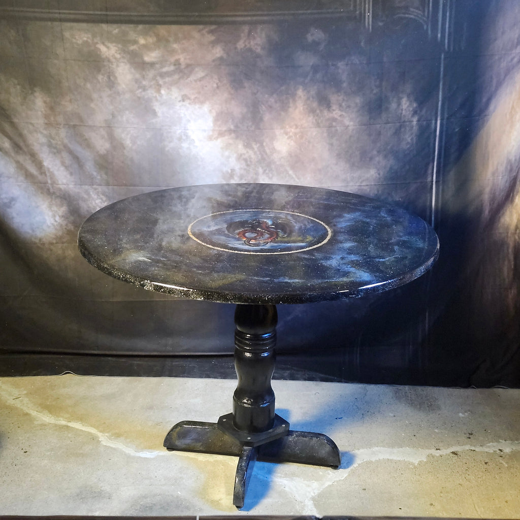 Galactic Dragon Hand-Crafted Cosmic Epoxy Pedestal Table