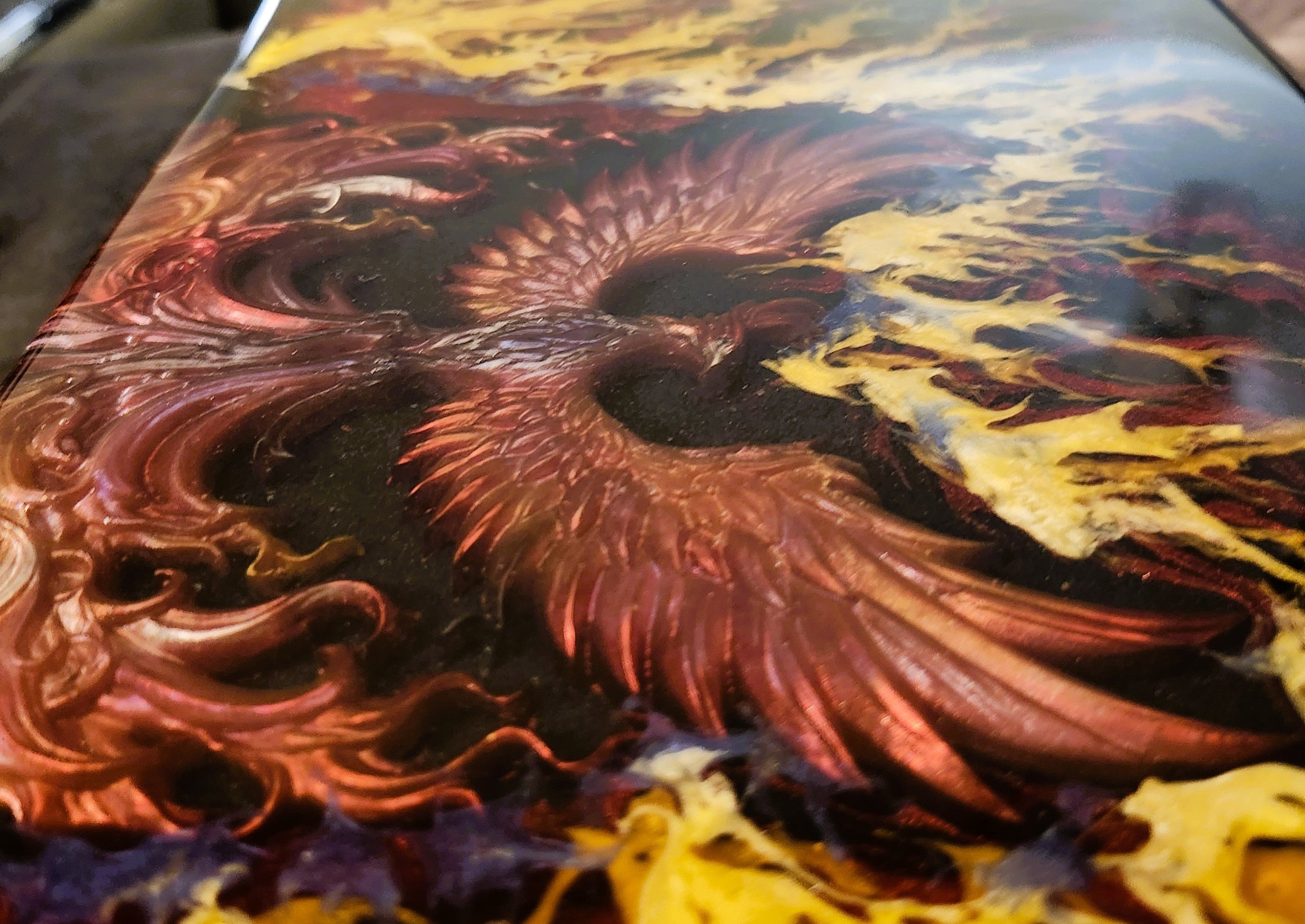 Immortal Flame — Luxury-Phoenix-Resin Art-Board with Metal Display Legs