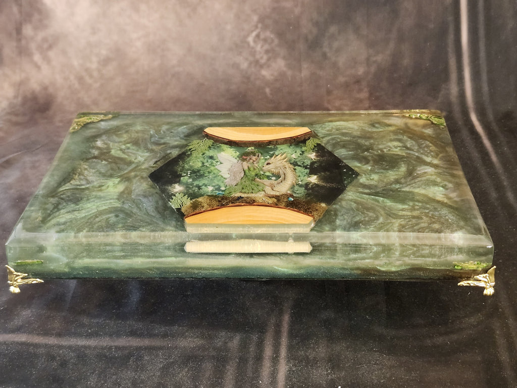 Mystic-Woodlands-Dragon-Fairy-Epoxy-Tray | Custom-Fantasy-Artwork
