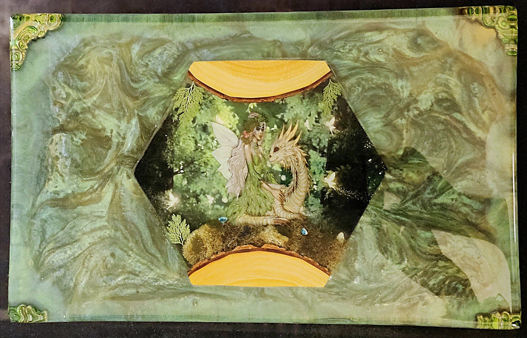 Mystic-Woodlands-Dragon-Fairy-Epoxy-Tray | Custom-Fantasy-Artwork