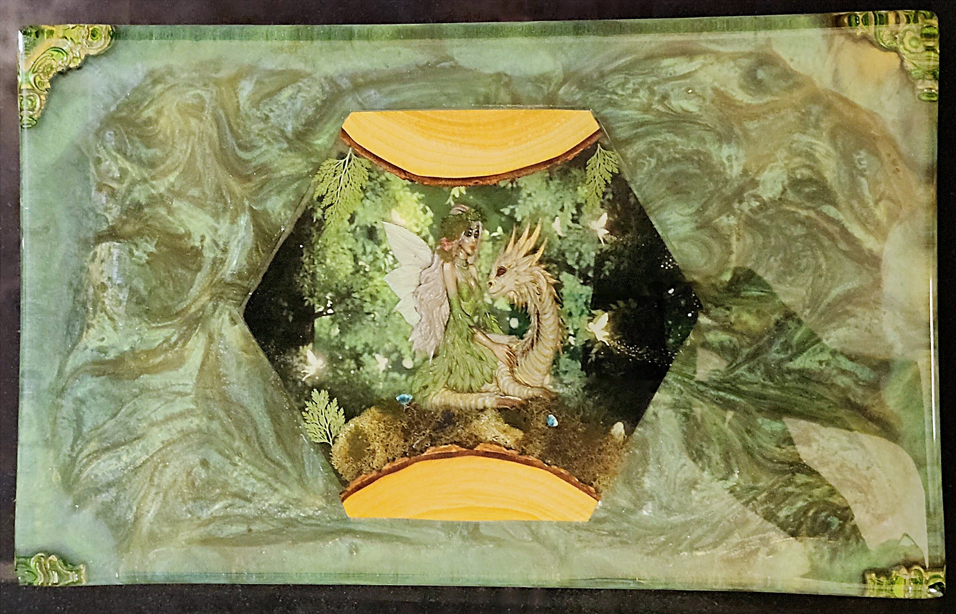 Mystic-Woodlands-Dragon-Fairy-Epoxy-Tray | Custom-Fantasy-Artwork