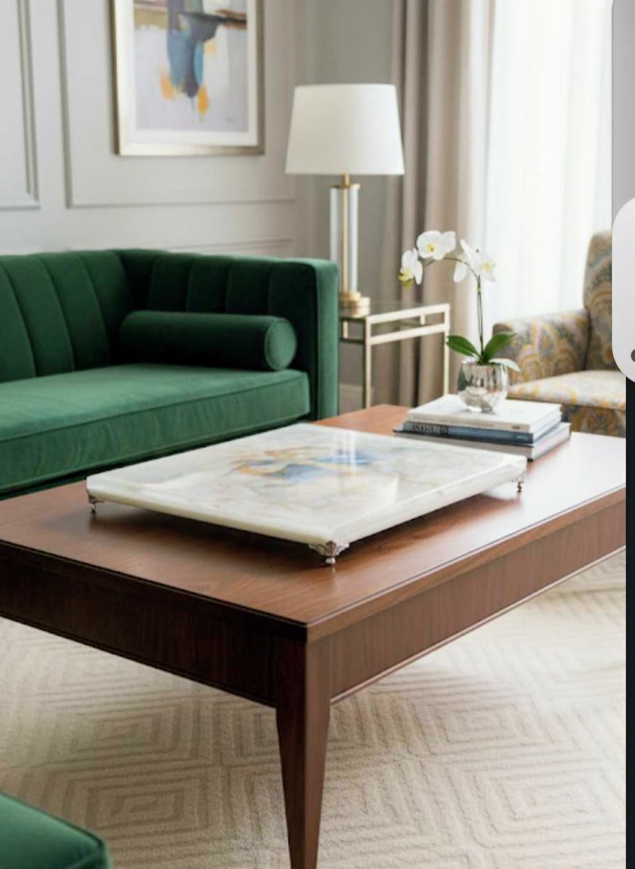 Azure and gold dragons, MTG playmat, fantasy tabletop board, and wall art