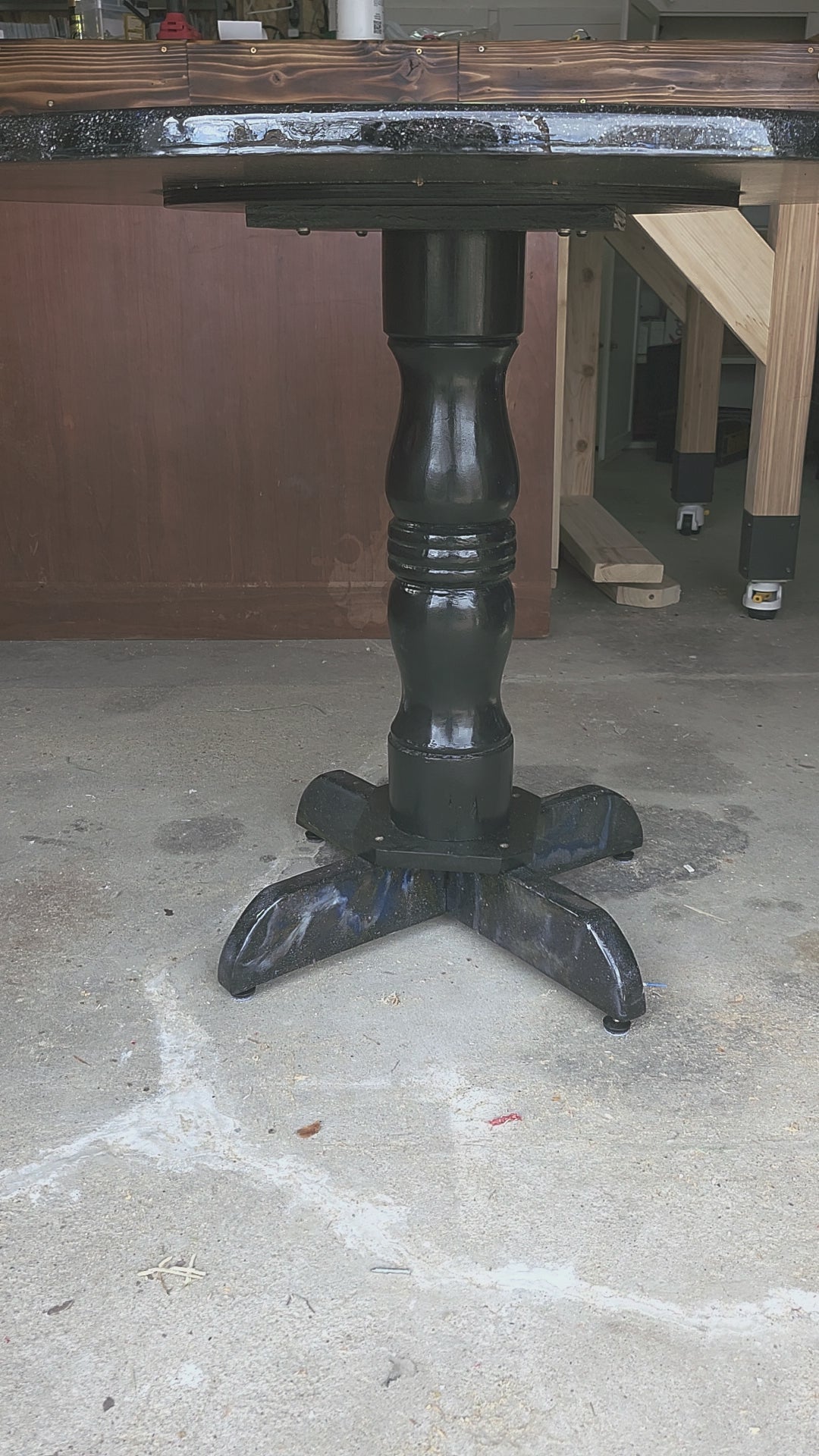 Galactic Dragon Hand-Crafted Cosmic Epoxy Pedestal Table