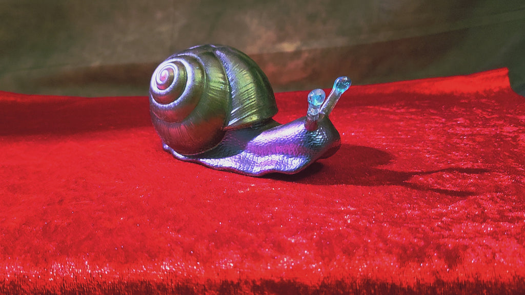 The Enchanted Grove — Metallic 3D Resin Fantasy Snail Sculpture