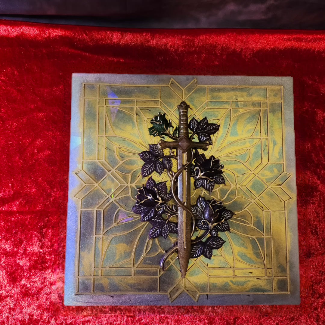 Gothic Cathedral Sword & Roses — 3D Resin Fantasy Art Statement Piece